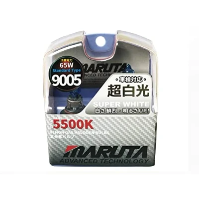 Afbeelding van MARUTA Super White 9005 / HB3 65W halogeenlamp voor koplampen, dimlicht, 5500 K xenon effect, hoogwaardige duurzame xenongaskwartslamp, ECE goedgekeurd ontworpen in Japan
