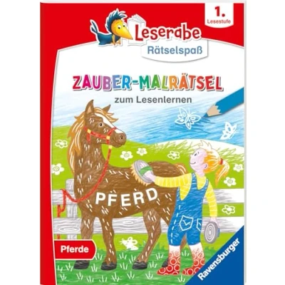 Afbeelding van Ravensburger Leserabe Zauber Malrätsel zum Lesenlernen: Pferde (1. Lesestufe), Zauberpapier Malbuch, Rätsel, Lesen lernen Vorschule, Rätselbuch ab 6 Jahre
