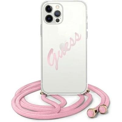Afbeelding van Guess Vintage Transparent Back Case Geschikt voor Apple iPhone 12/12 Pro (6.1&quot;) Roze