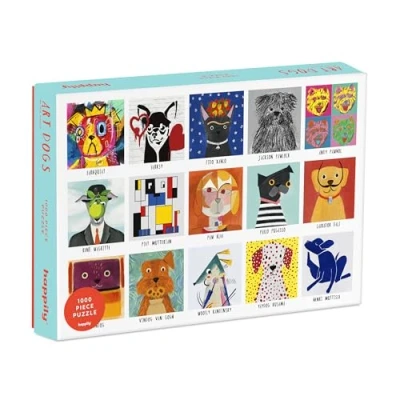 Afbeelding van Art Dogs puzzel van 1000 stukjes voor volwassenen, 100% gerecycled premium bord, hondenpuzzel cadeau hondenliefhebbers, Happily