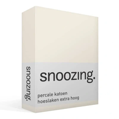 Afbeelding van Snoozing Hoeslaken Extra hoog Tweepersoons 140x220 cm Percale katoen Ivoor