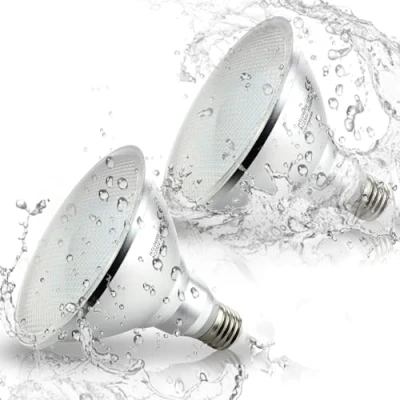 Afbeelding van HiBay Set van 2 E27 PAR38 ledlampen, 15 W, warm licht, 3000 K, IP65 waterdicht, 1400 lm, 180 graden stralingshoek, komt overeen met 150 W halogeen