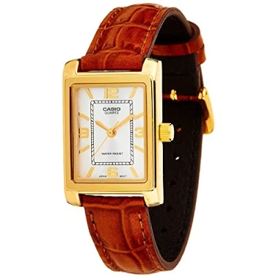 Afbeelding van Casio Dameshorloge analoog, Wit/Bruin, riem, Riem