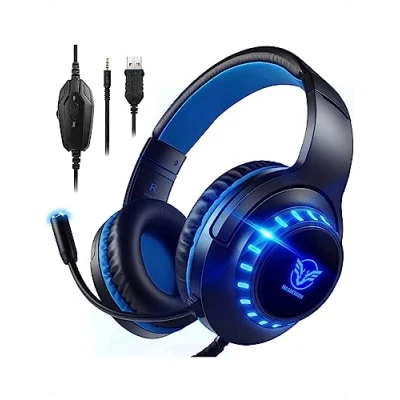 Image de Casque PC Pacrate H 11 Jack 3.5mm Filaire Suppression du Bruit Noir Bleu