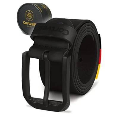 Afbeelding van Cartvelli Herenriem van echt leer, zwart, 40 mm, Made in Germany, geschenkdoos, herenriem, gesp, mat, zwarte kaviaar