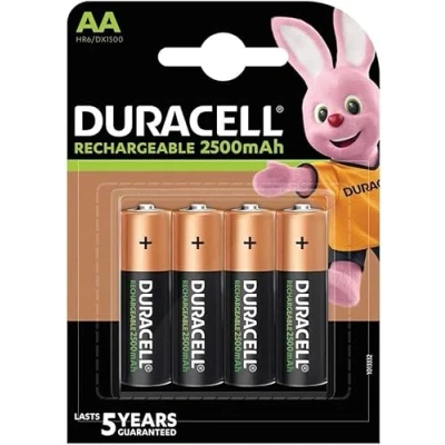 Afbeelding van 4 x Duracell AA oplaadbaar 2500 mAh (1 lamp met batterijen) oplaadbare batterijen (HR6/DX1500)