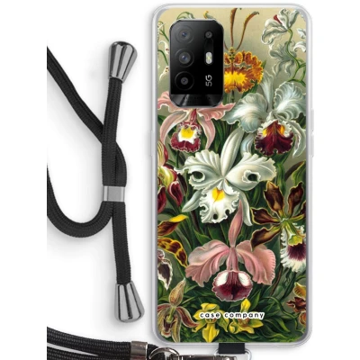 Afbeelding van Case Company® hoesje met Koord geschikt voor Oppo A94 5G Haeckel Orchidae Telefoonhoesje Zwart Bescherming aan alle Kanten en Over de Schermrand