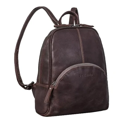 Afbeelding van STILORD &#039;Margot&#039; Kleine Rugzak voor dames, leer, dagrugzak, vintage, dagrugzak van diefstalbeveiliging, boodschappentas echt Bruin,
