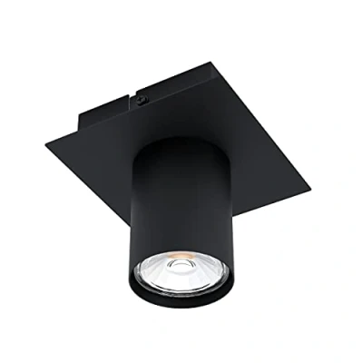 Afbeelding van EGLO Valcasotto Led plafondlamp, minimalistisch, 1 vlam, plafondspot van metaal, woonkamerlamp in zwart, keukenlamp, warm wit, GU10 fitting