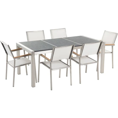 Afbeelding van GROSSETO Tuinset voor 6 Grijs/Wit Graniet
