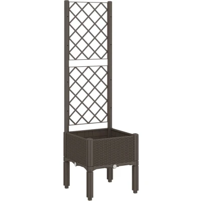 Afbeelding van Plantenbak met latwerk 40x40x142 cm polypropeen bruin
