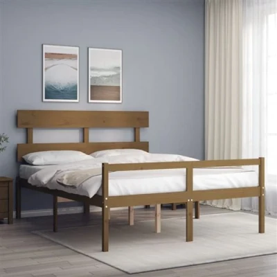 Afbeelding van Bedframe Met Hoofdbord Massief Hout 6Ft Super King 150 x 200 cm / Honingbruin Hoog