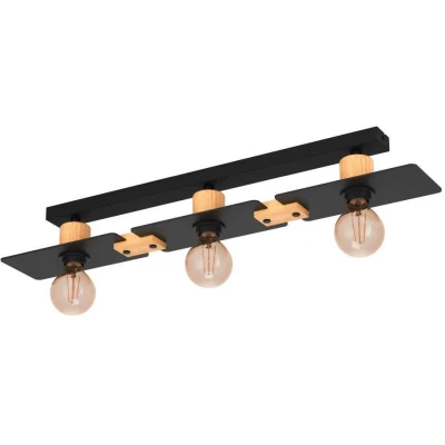 Afbeelding van EGLO Bramerton Plafondlamp E27 81 cm Zwart/Bruin