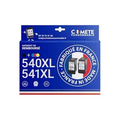 Image de COMETE CONSOMMABLE 540 541 XL 2 cartouches MADE IN FRANCE compatibles CANON PG540 CL541 PG CL 540XL/541XL