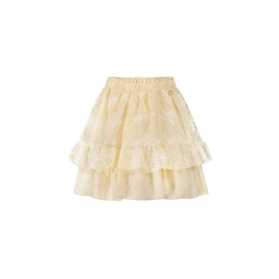 Afbeelding van Kinder Rokken Tamar Leaf chiffon Skirt Spring/summer &#039;24 Light Cappuccino Maat 116 Le Chic