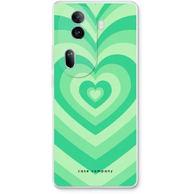 Afbeelding van Case Company® hoesje geschikt voor Oppo Reno 11 Pro Hart Groen Soft Cover Telefoonhoesje Bescherming aan alle Kanten en Schermrand