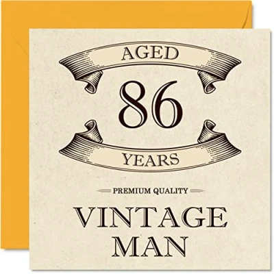 Afbeelding van Vintage verjaardagskaarten voor mannen 86 jaar Grappige verjaardagskaart opa, vader, echtgenoot, oom, broer, 145 mm x mm, wenskaart 86e verjaardag