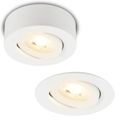 Afbeelding van Briloner Desi LED opbouw en inbouwspot 2 in 1 7990016 Zwenkbaar Dimbaar Vlak Warm Wit licht Ø9 x 3 cm