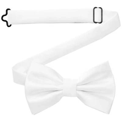 Afbeelding van DonDon handgemaakte vlinderdas voor heren, zijdelook, 12 x 6 cm, vlinderdas, Wit.