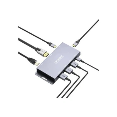 Image de VivoLink Concentrateur (hub) pour système de conférence 3 x USB C + 1 10 Gigabit Ethernet 2 A 3.2 Gen HDMI bureau, montable en surface