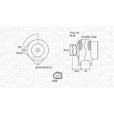 Afbeelding van MAGNETI MARELLI 063731905010 Dynamo / Alternator 12V 170A BMW: 5 Saloon, Touring