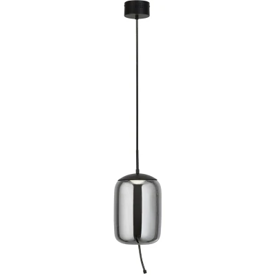 Afbeelding van Searchlight Lisbon Hanglamp Ø 18 X 150 Cm 6W LED Incl. Zwart En Gerookt Glas