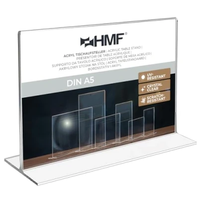 Afbeelding van HMF 46924 dubbele aankondiging acryl tafelstandaard DIN A5 liggend formaat transparant