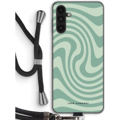 Afbeelding van Case Company® hoesje met Koord geschikt voor Samsung Galaxy A04s Swirl Groen Telefoonhoesje Zwart Bescherming aan alle Kanten en Over de Schermrand