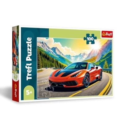 Afbeelding van Trefl Race tegen het horloge puzzel 100 stukjes met voertuigen, creatief entertainment, vrije tijd voor kinderen vanaf 5 jaar