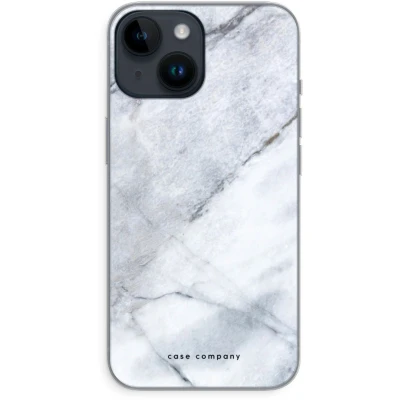 Afbeelding van Case Company® hoesje geschikt voor iPhone 14 Witte marmer Soft Cover Telefoonhoesje Bescherming aan alle Kanten en Schermrand