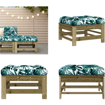 Afbeelding van Houten Loungeset Met Kussens Massief (Grenenhout of Douglas hout) 1 / Bruin Voetensteun