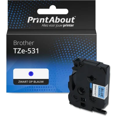 Afbeelding van Huismerk Brother TZe 531 Tape Zwart op blauw (12 mm)