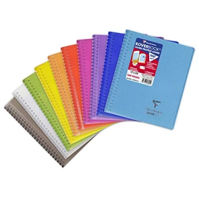 Afbeelding van Clairefontaine 356401C Koverbook spiraal schrift 17 x 22 cm 160 uitneembare pagina‘s kleine ruitjes wit papier 90 g willekeurige kleur polypro cover
