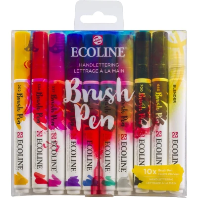 Afbeelding van Brushpen Talens Ecoline Handlettering blister à 10 stuks assorti