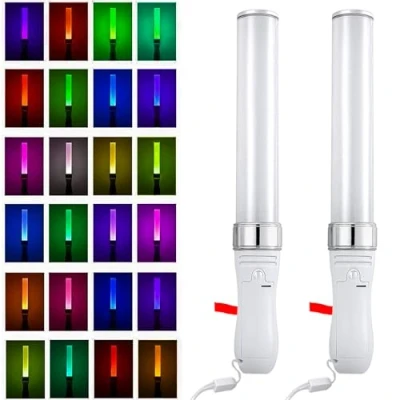 Afbeelding van 2 stuks lichtstaafjes van schuimrubber, led, 24 kleuren, 3 W, 25 cm, voor feestjes, ledsticks bruiloften, feesten, verjaardagen, Halloween, raven