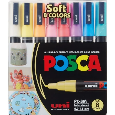 Afbeelding van Posca PC3M Fine Tip Pen Soft Colors, 8 pc