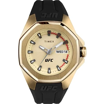 Afbeelding van Timex Montre Homme Analogique Bracelet Silicone UFC Pro, noir/or, Sangle