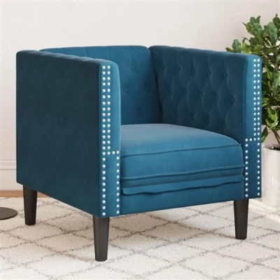 Image de vidaXL Fauteuil Chesterfield bleu velours372681