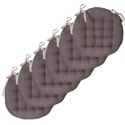 Afbeelding van Atout Ciel Lot de 6 Galettes Chaise Rondes Bicolores D.40cm, Taupe/Anthracite