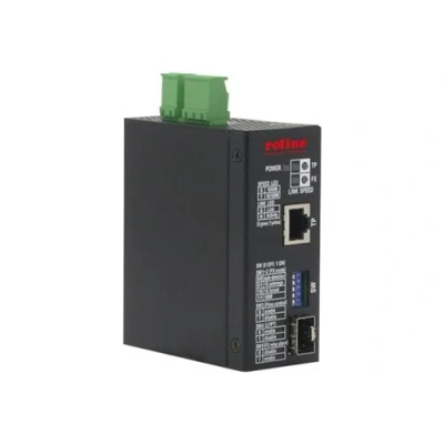 Image de Roline Industrial Converter Convertisseur de média à fibre optique GigE 10Base T, 100Base TX, 1000Base X, X RJ 45 / SFP (mini GBIC)