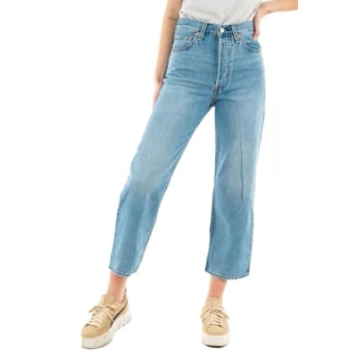 Image de Levi&#039;s Jean droit Ribcage pour femme, Indigo clair usé, 24W / 29L
