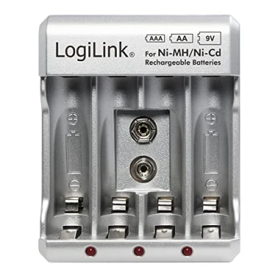 Image de &#039;LogiLink pa0168 Chargeur de batterie pour batteries &quot;AA/AAA/9 V NI MH/Ni Cd Argent