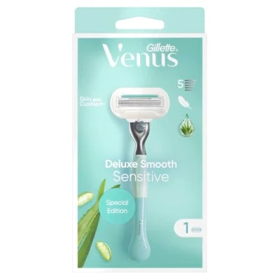 Afbeelding van Gillette Venus V Editon Deluxe Smooth Sensitive scheerapparaat voor dames + 1 scheermesje met 5 mesjes, cadeau