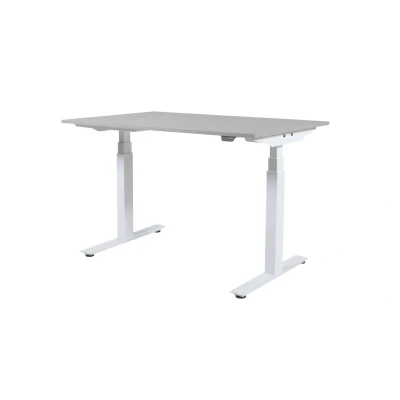 Afbeelding van Lectro Plus bureau, zit sta (64 130cm) hoogte verstelbaar dmv elektromotoren met 140x80cm licht grijs 25mm blad en aluminium (RAL9006) frame