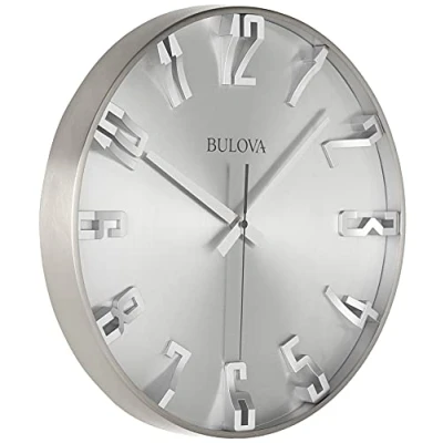 Afbeelding van Bulova C4846 Metalen wandklok met satijnen tinnen afwerking