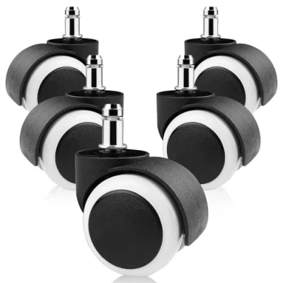 Afbeelding van Gvolatee 5 stuks bureaustoelwielen, 11 mm x 22 mm, voor harde vloeren, gamingstoelen, dubbel wieldesign, stil, krasbestendig, parket, laminaat, vloerbedekking,