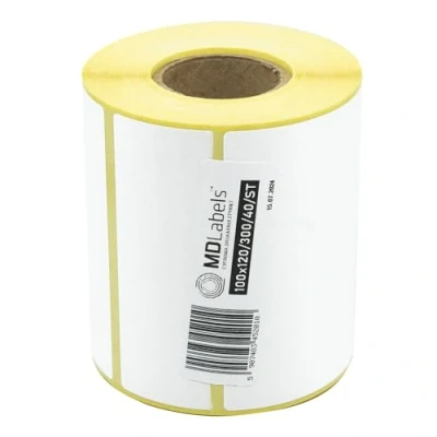 Afbeelding van MDlabels Witte thermische etiketten op rol (etiketmaat: 100 x 120 mm)