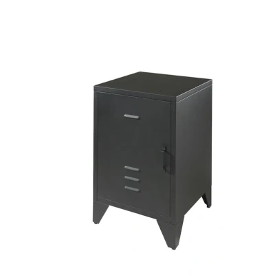 Image de table de nuit Bronxx noire Noir Métal Vipack