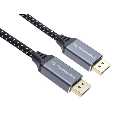 Afbeelding van PremiumCord DisplayPort 1.4 kabel, M/M, 3 m, naar DisplayPort, 32,4 Gbit/s, video 8K bij 60 Hz, 4K 120 2160p, HDCP 2.2, gouden connectoren, gevlochten textielkabel.