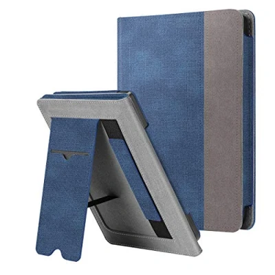 Afbeelding van FINTIE beschermhoes voor Kobo Reader NIA 2020 / Clara HD, met standaard, hoes kaartenvak, polsband, automatische slaap /wekfunctie, jeansblauw